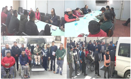 Picture 1: Advocacy at Department of Transporation. Mr. Lawanya	is oberserving accessible van.