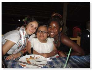 Dining with my foreign friends in a restaurant